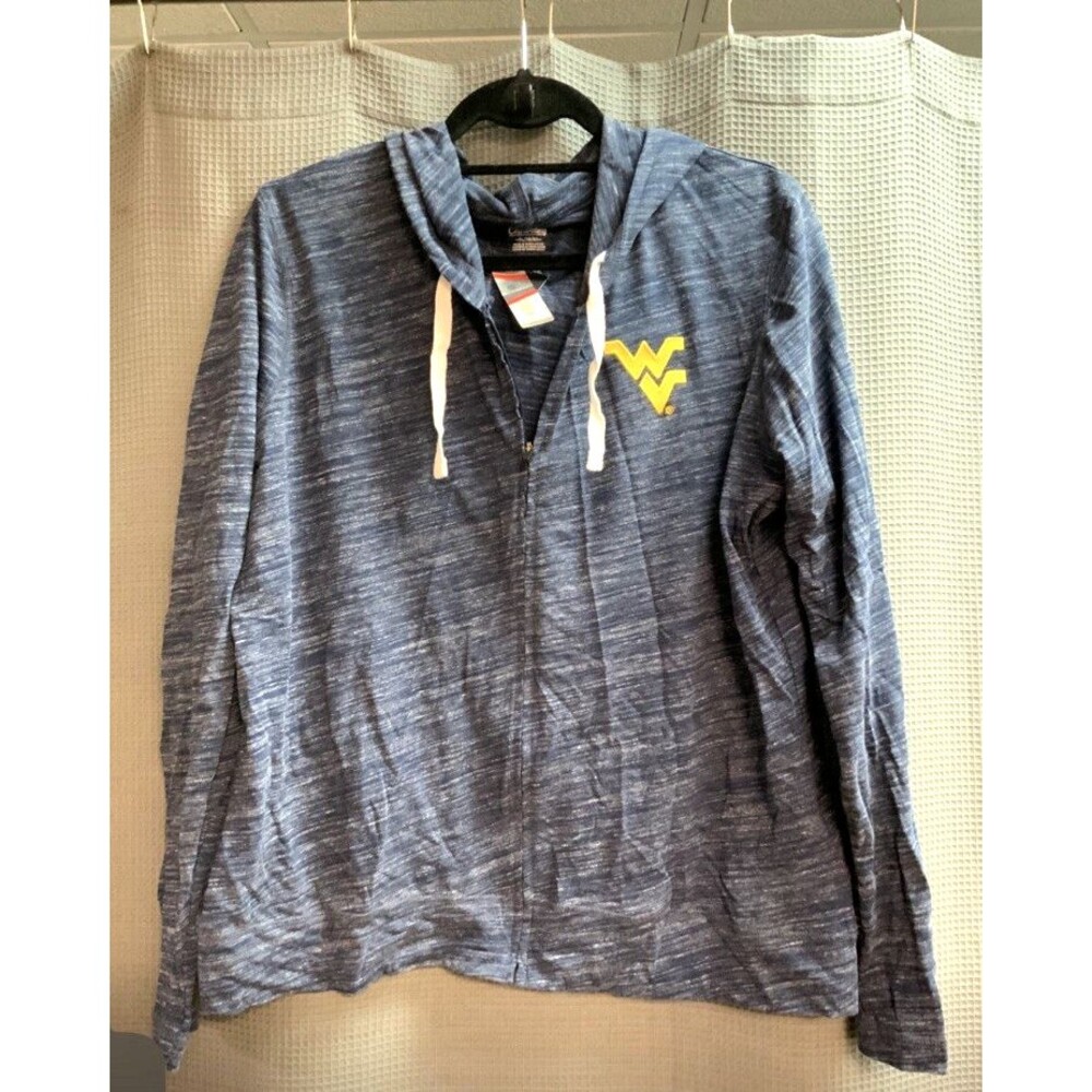 West Virginia Mountaineers Hoodie Women XL Heathered Blue Sweatshirt Sweater